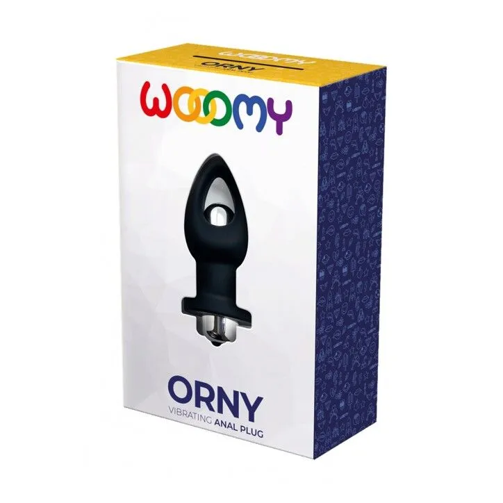 Анальна пробка Wooomy Orny зі знімною вібропулею, чорна, довжина 8,4 см