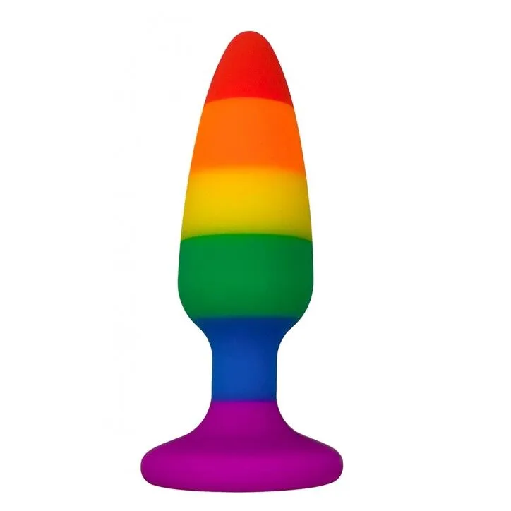 Силіконова анальна пробка Wooomy Hiperloo Silicone Rainbow Plug L, розмір L, веселкова