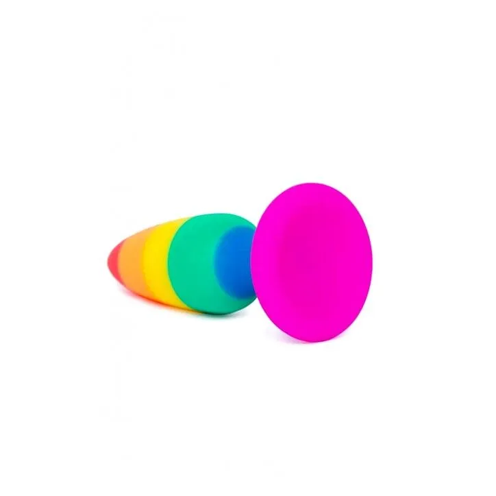 Силіконова анальна пробка Wooomy Hiperloo Silicone Rainbow Plug L, розмір L, веселкова