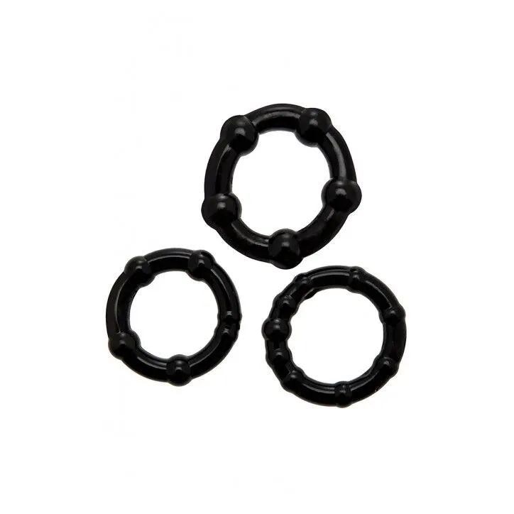 Набір ерекційних кілець Wooomy Babooom cockring set, 3 розміри, чорний