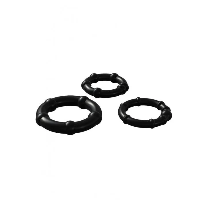 Набір ерекційних кілець Wooomy Babooom cockring set, 3 розміри, чорний