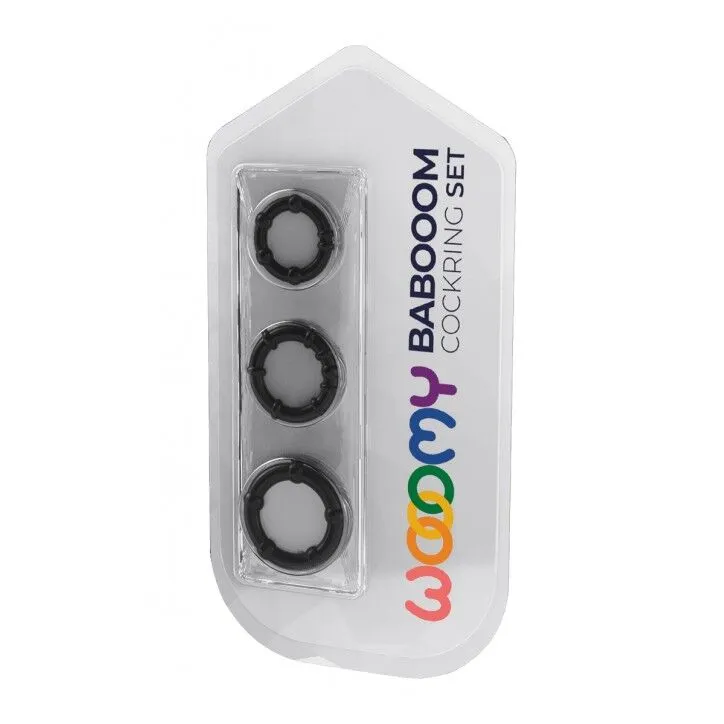 Набір ерекційних кілець Wooomy Babooom cockring set, 3 розміри, чорний
