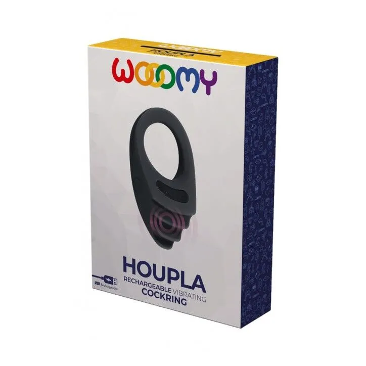 Ерекційне віброкільце Wooomy Houpla, 10 режимів вібрації, чорне