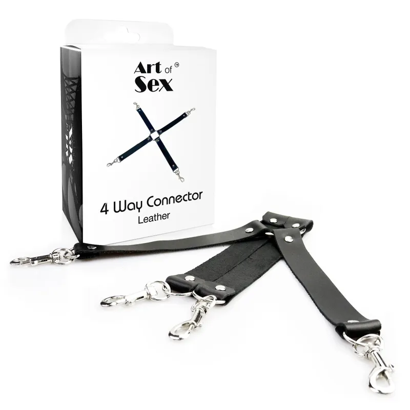 Хрестовина з натуральної шкіри Art of Sex – 4 Way Connector, чорна