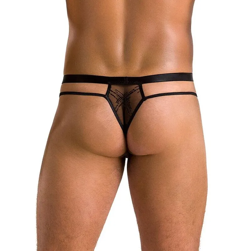 Чоловічі прозорі стринги Passion Thong Collin L/XL, чорні, сітка