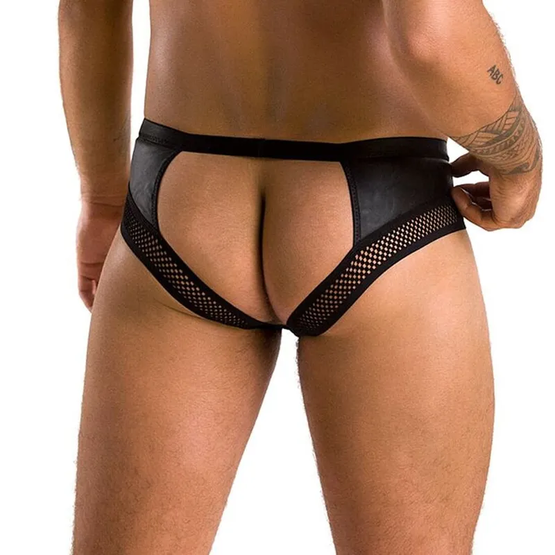 Чоловічі труси Passion Slip Tom L/XL, екошкіра, з ланцюжком, чорні