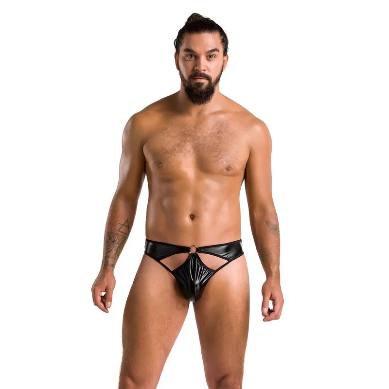 Чоловічі стрінги Passion Thong Paul S/M, чорні, під латекс