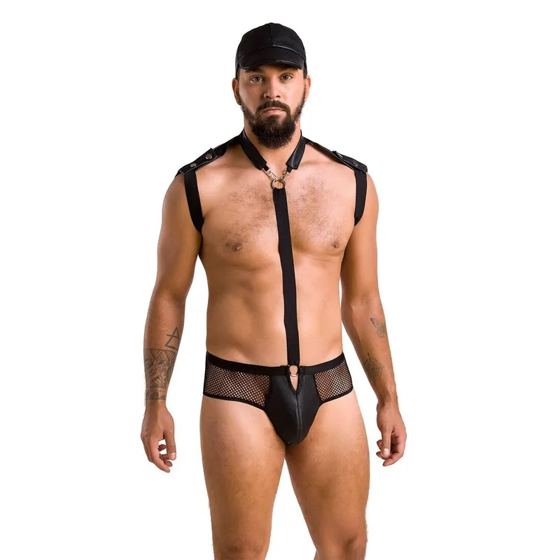 Комплект еротичної чоловічої білизни Passion John Set L/XL, боді та кепка