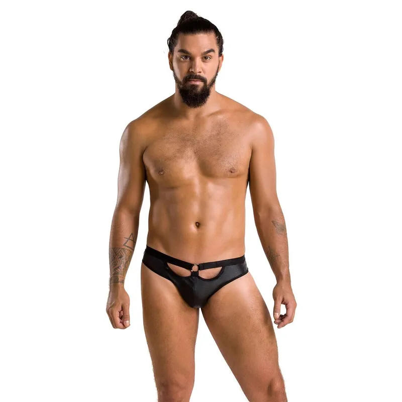 Чоловічі сліпи з вирізами Passion Slip Joe, L/XL, екошкіра, чорні