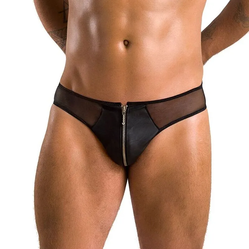 Чоловічі сліпи на блискавці Passion Slip Timmy L/XL, екошкіра, сітка