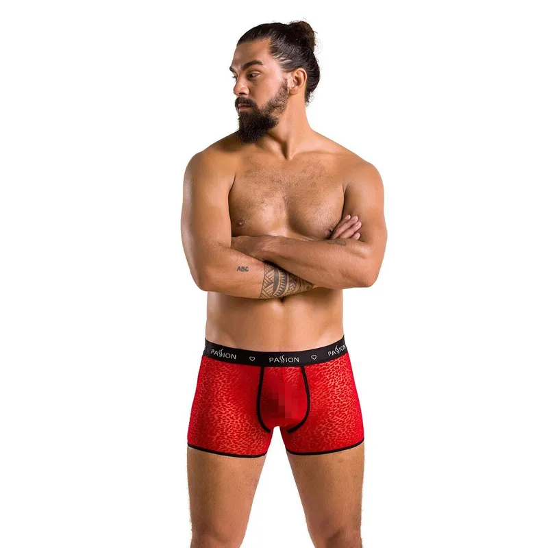 Чоловічі прозорі боксери Passion Short Parker S/M, сітка з леопардовим принтом