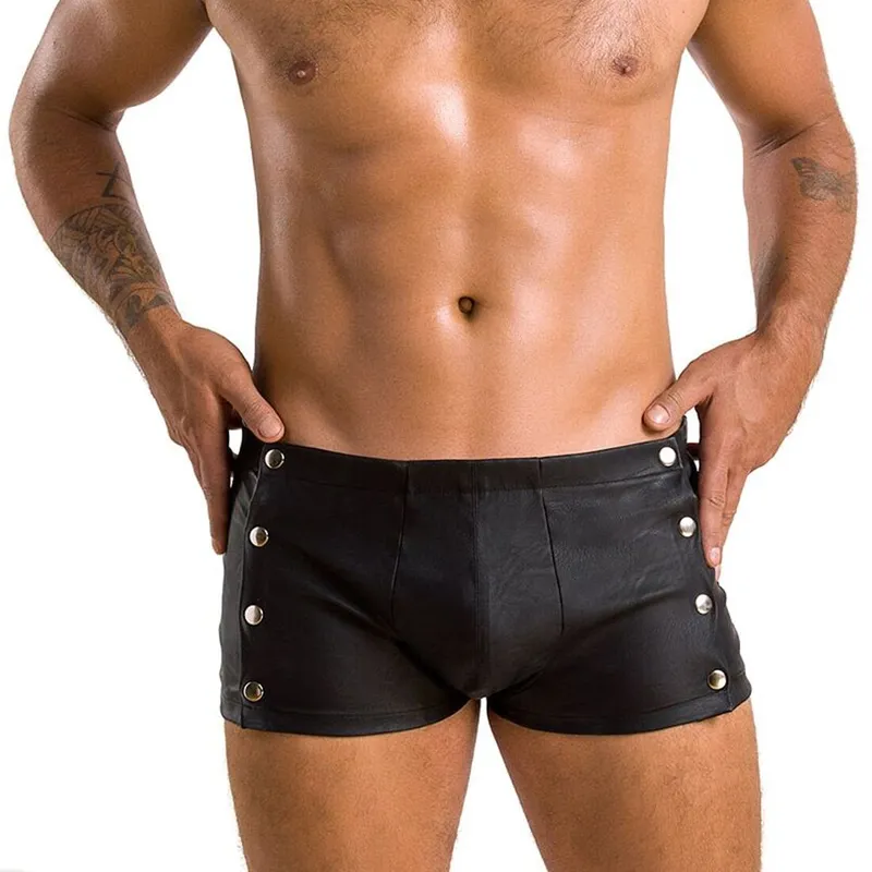 Чоловічі боксери з екошкіри Passion Short David S/M, чорні