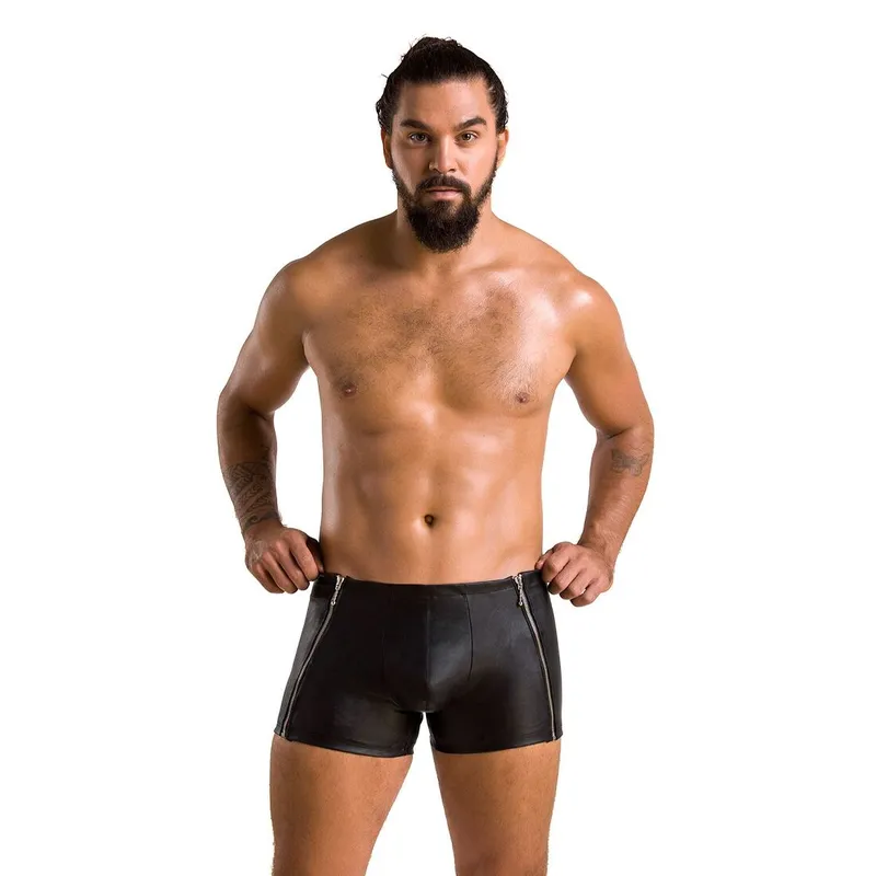 Чоловічі боксери з блискавками Passion Short Matt XXL/XXXL Black