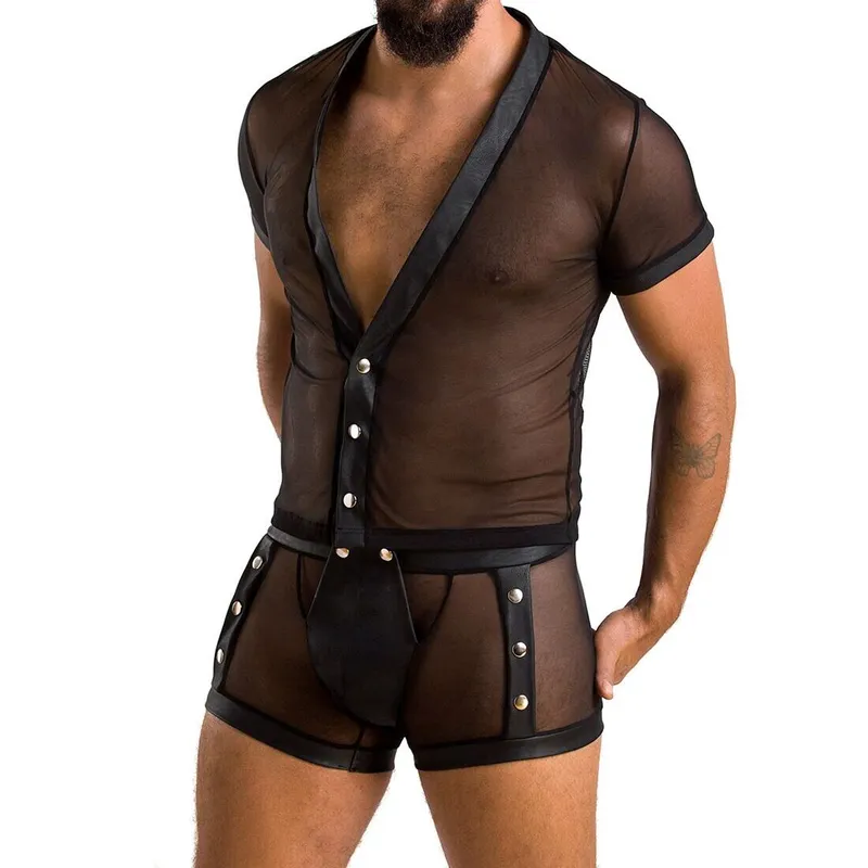Комплект сітчастої чоловічої білизни Passion Set Michael XXL/XXXL, чорний