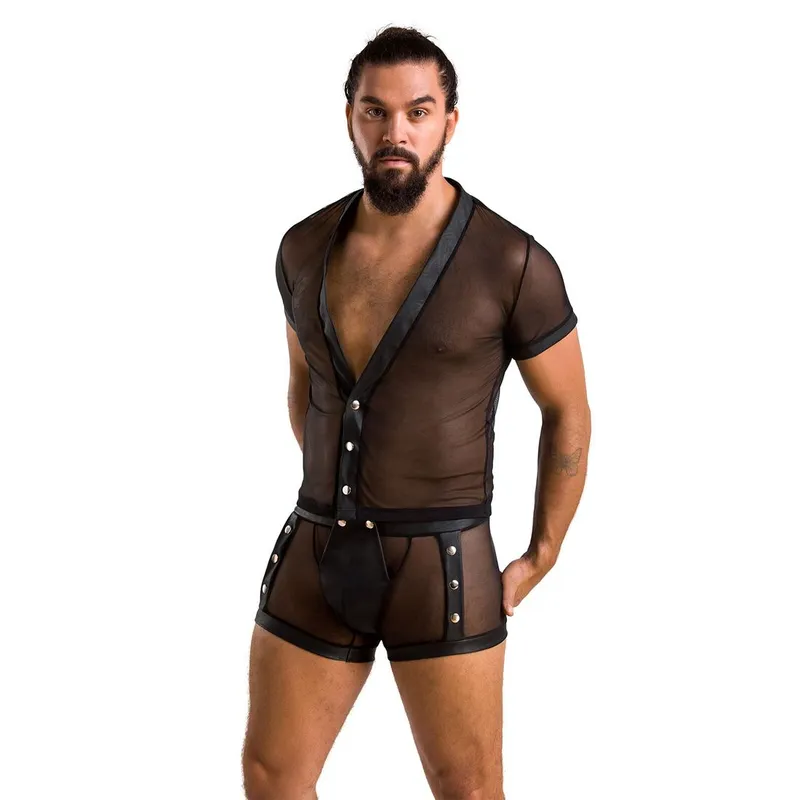 Комплект сітчастої чоловічої білизни Passion Set Michael XXL/XXXL, чорний