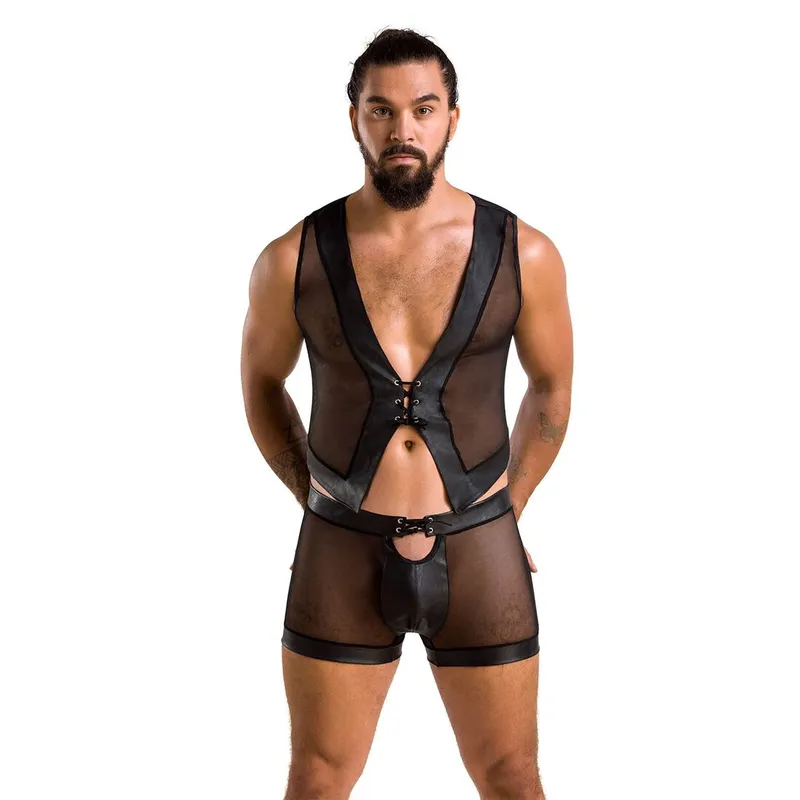Комплект чоловічої білизни Passion Set William L/XL, чорний, жилет і боксери