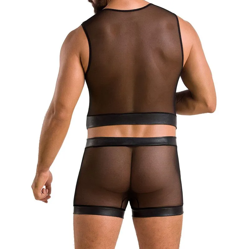 Комплект чоловічої білизни Passion Set William S/M, чорний, жилет і боксери