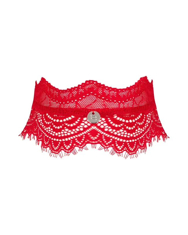 Широкий мереживний чокер Obsessive Bergamore choker, red