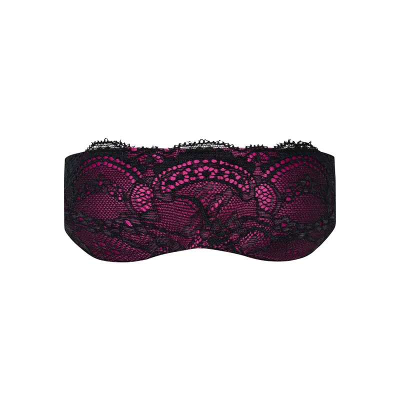 Атласна маска Obsessive Roseberry mask, pink, з мереживом