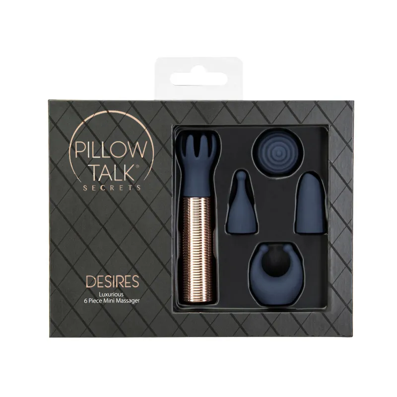 Вібромасажер Pillow Talk Secrets Desires 6-Piece Mini Massager Set, темно-синій