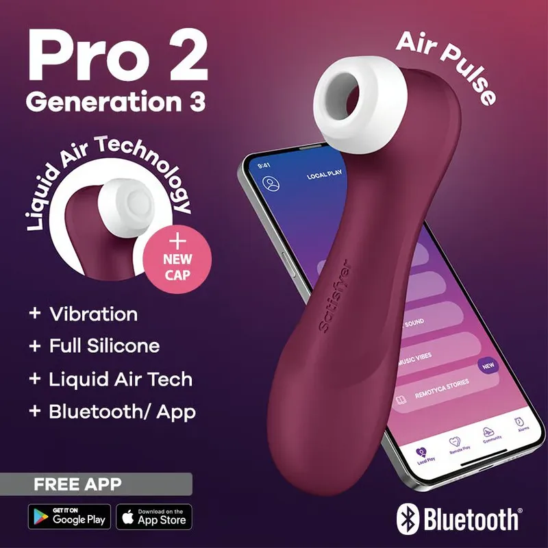 Вакуумний кліторальний стимулятор Satisfyer Pro 2 Generation 3 Liquid Air Connect App Wine Red