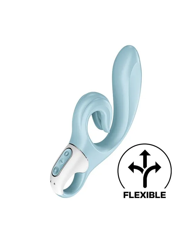 Вібратор-кролик Satisfyer Love Me Blue, гнучкий, з відростком потрійного кінчика