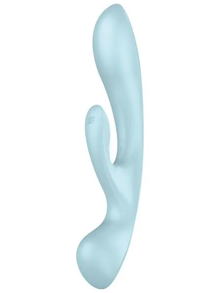 Вібратор-кролик Satisfyer Triple Oh Light Blue, 3 мотори, руків'я-масажер