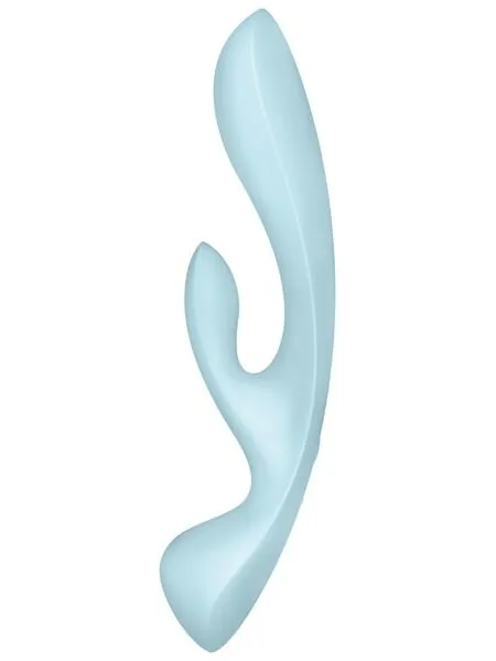 Вібратор-кролик Satisfyer Triple Oh Light Blue, 3 мотори, руків'я-масажер