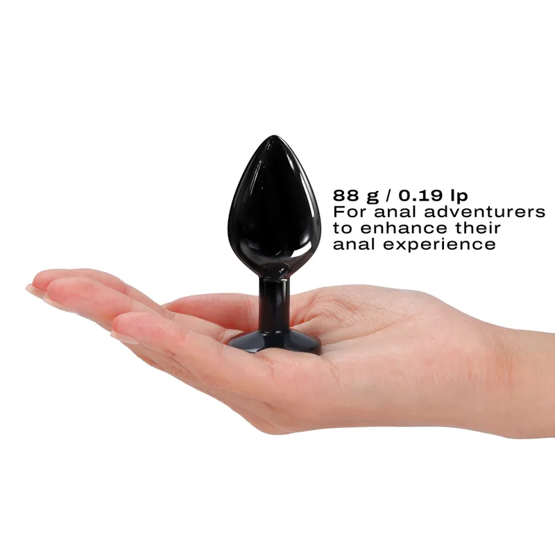 Анальна пробка металева Dorcel Diamond Plug Black M з кристалом