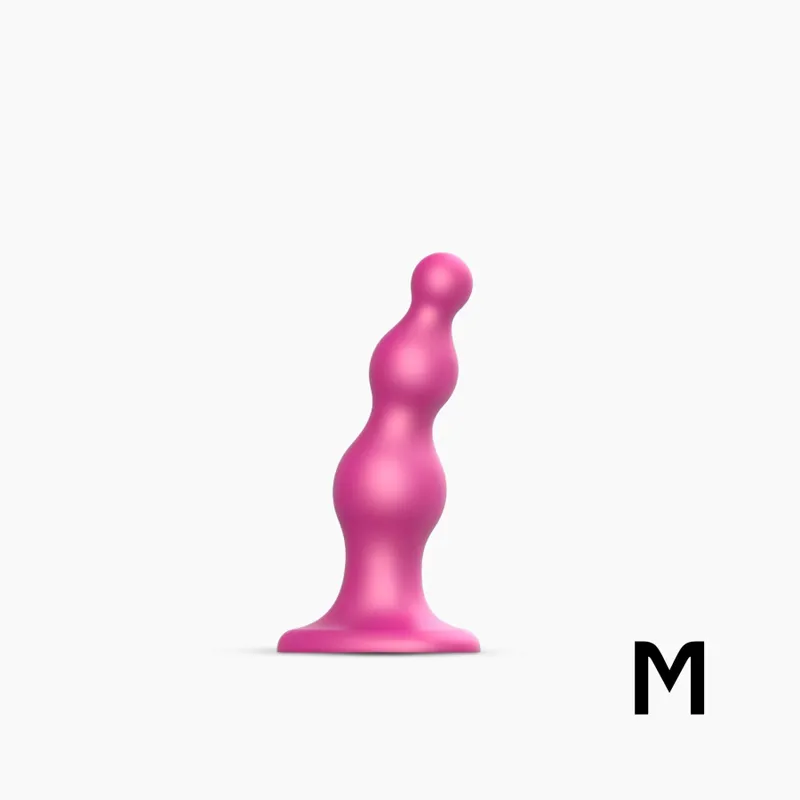 Насадка для страпона Strap-On-Me Dildo Plug Beads Framboise Metallic, розмір M
