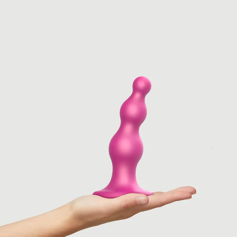 Насадка для страпона Strap-On-Me Dildo Plug Beads Framboise Metallic, розмір M