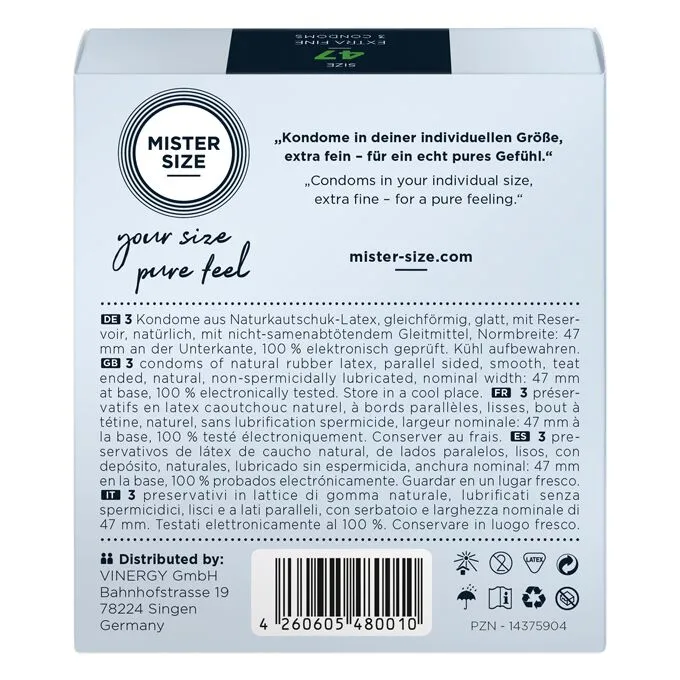 Презервативи Mister Size - pure feel - 47 (3 шт.), товщина 0,05 мм