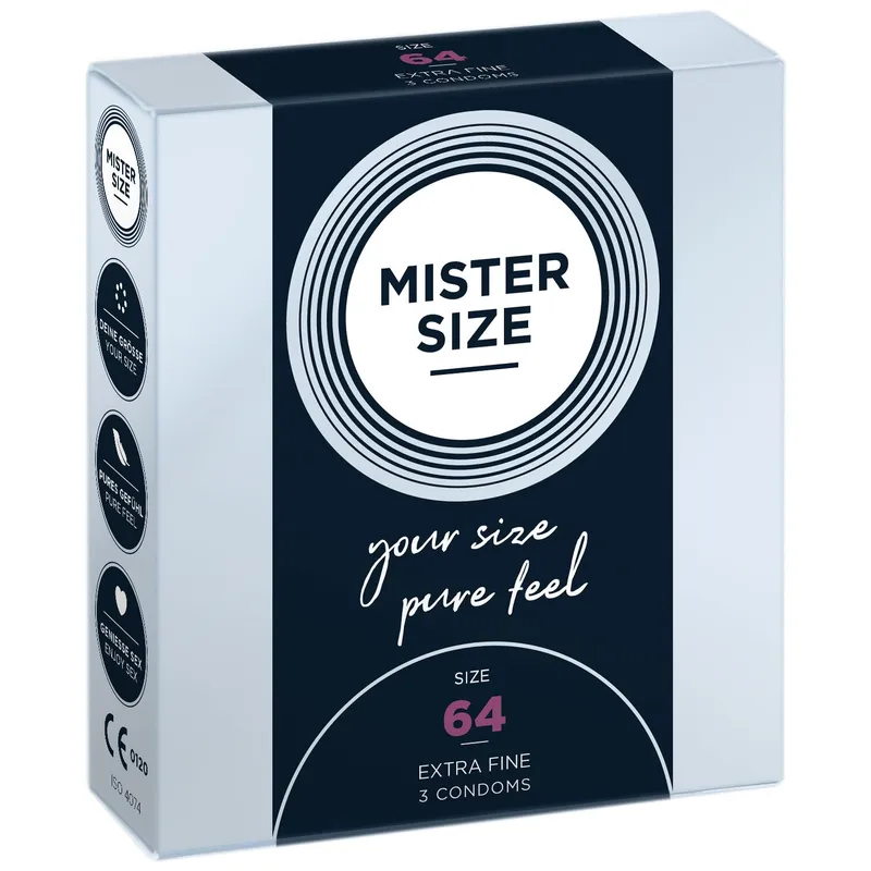 Презервативи Mister Size pure feel 64 (3 шт), товщина 0,05 мм