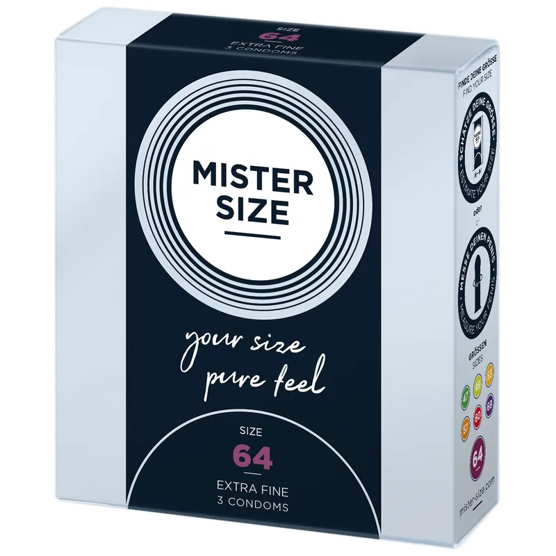 Презервативи Mister Size pure feel 64 (3 шт), товщина 0,05 мм