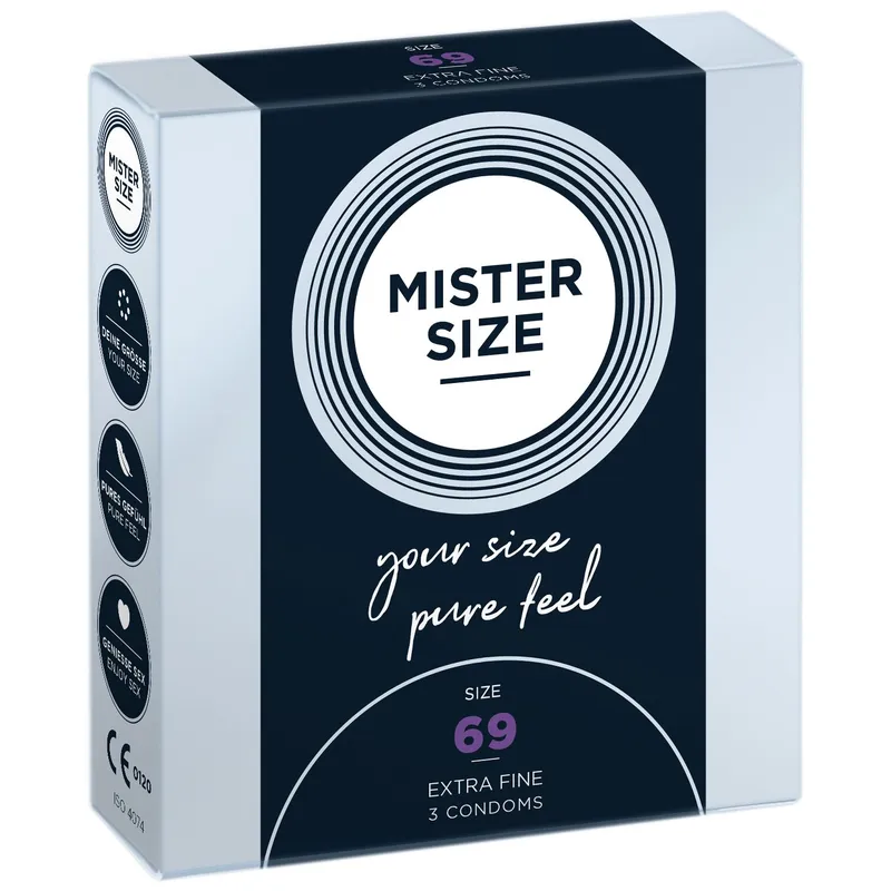 Презервативи Mister Size pure feel 69 (3 шт), товщина 0,05 мм