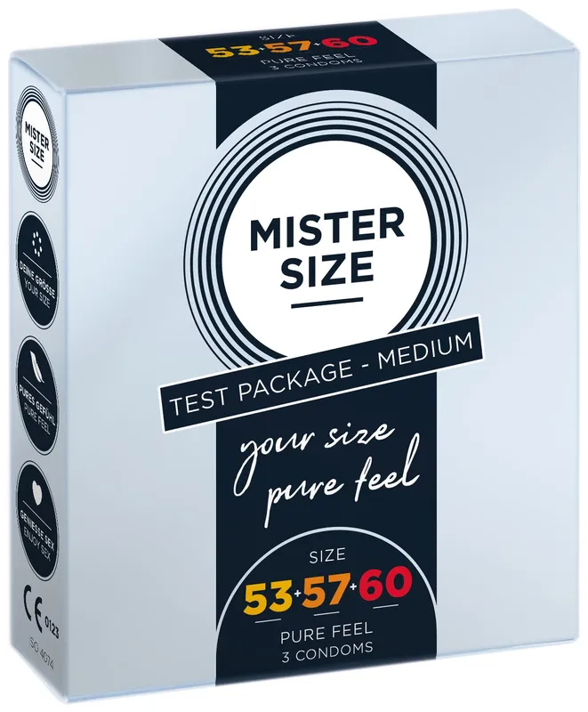 Набір презервативів Mister Size - pure feel - 53–57–60, 3 розміри, товщина 0,05 мм