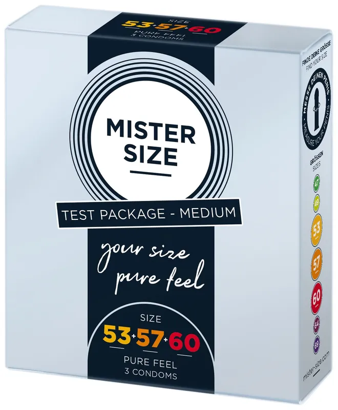 Набір презервативів Mister Size - pure feel - 53–57–60, 3 розміри, товщина 0,05 мм
