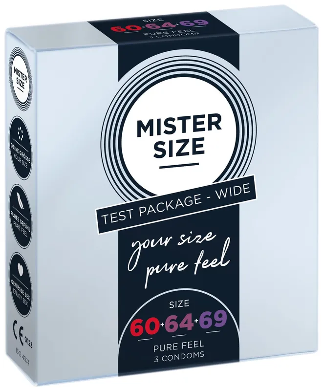 Набір презервативів Mister Size Pure Feel 60–64–69, 3 розміри, товщина 0,05 мм