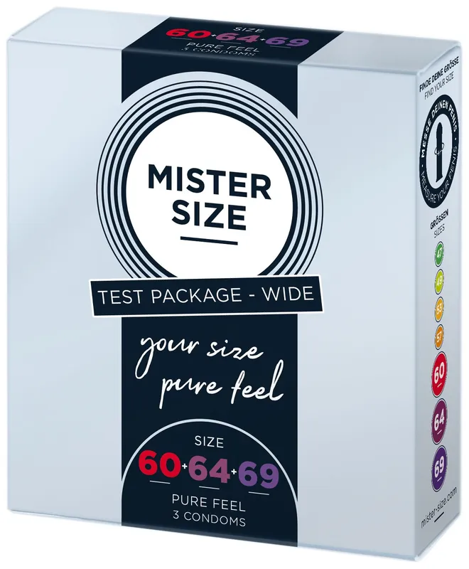 Набір презервативів Mister Size Pure Feel 60–64–69, 3 розміри, товщина 0,05 мм