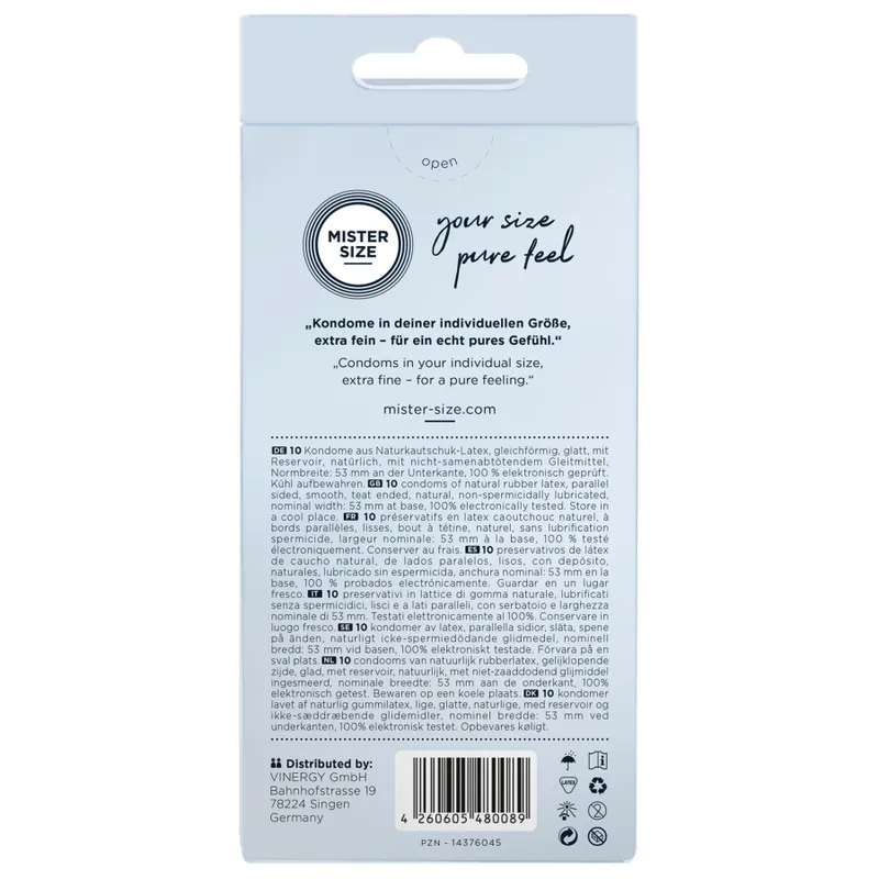 Презервативи Mister Size pure feel 53 (10 шт), товщина 0,05 мм