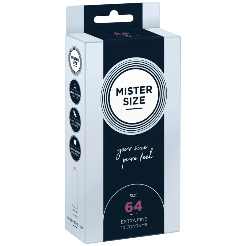 Презервативи Mister Size pure feel 64, 10 шт, товщина 0,05 мм