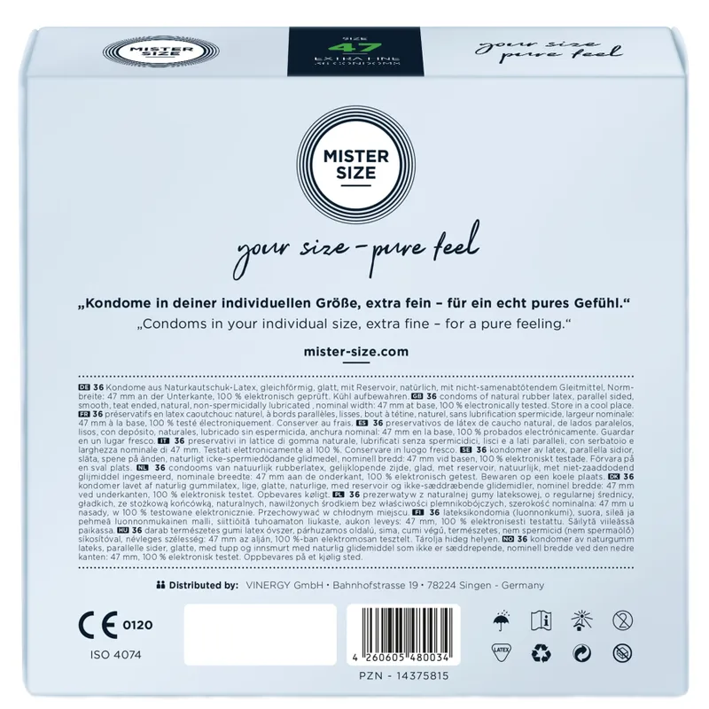 Презервативи Mister Size pure feel 47 (36 шт.), товщина 0,05 мм