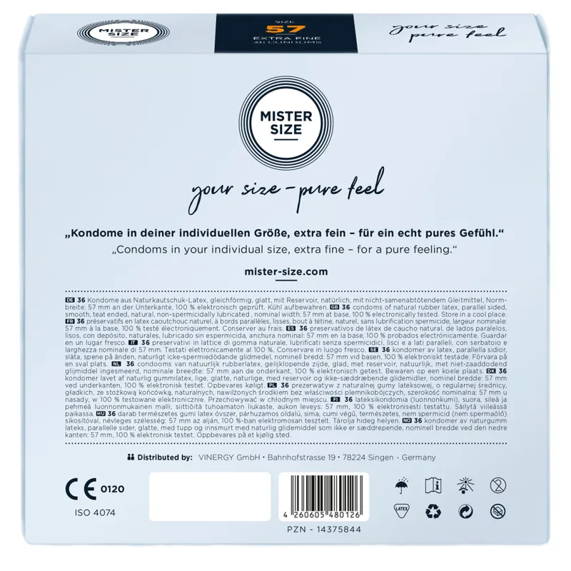Презервативи Mister Size pure feel - 57 (36 шт.), товщина 0,05 мм
