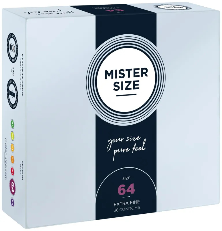 Презервативи Mister Size pure feel 64, 36 шт, товщина 0,05 мм