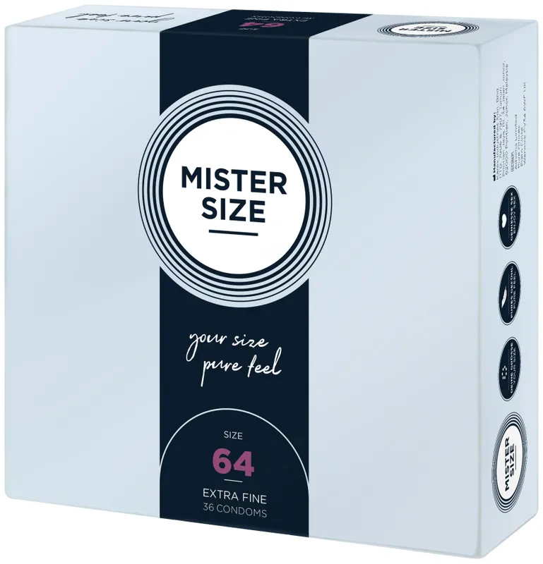 Презервативи Mister Size pure feel 64, 36 шт, товщина 0,05 мм