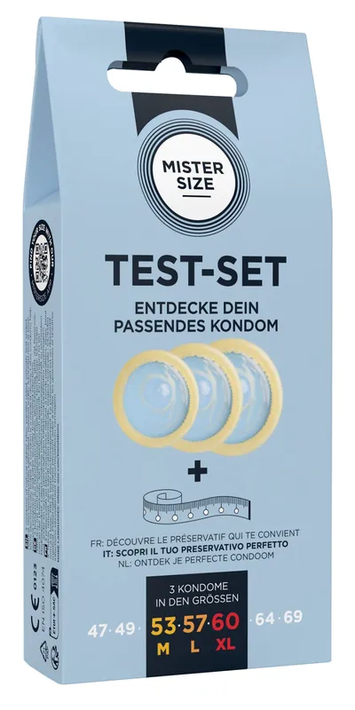 Набір презервативів Mister Size TEST-SET 53–57–60, 3 розміри + лінійка, 0,05 мм