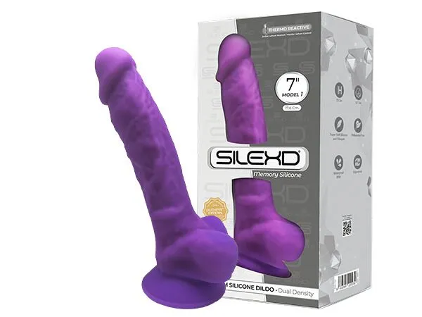Фалоімітатор SilexD Johnny Purple, двошаровий, силікон+Silexpan, 17,8 см