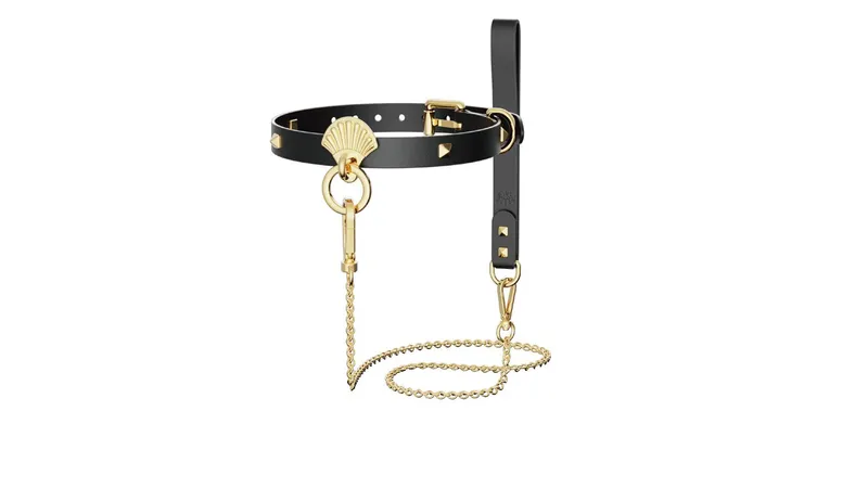 Нашийник з повідцем Zalo Collar & Leash Set Black, натуральна шкіра