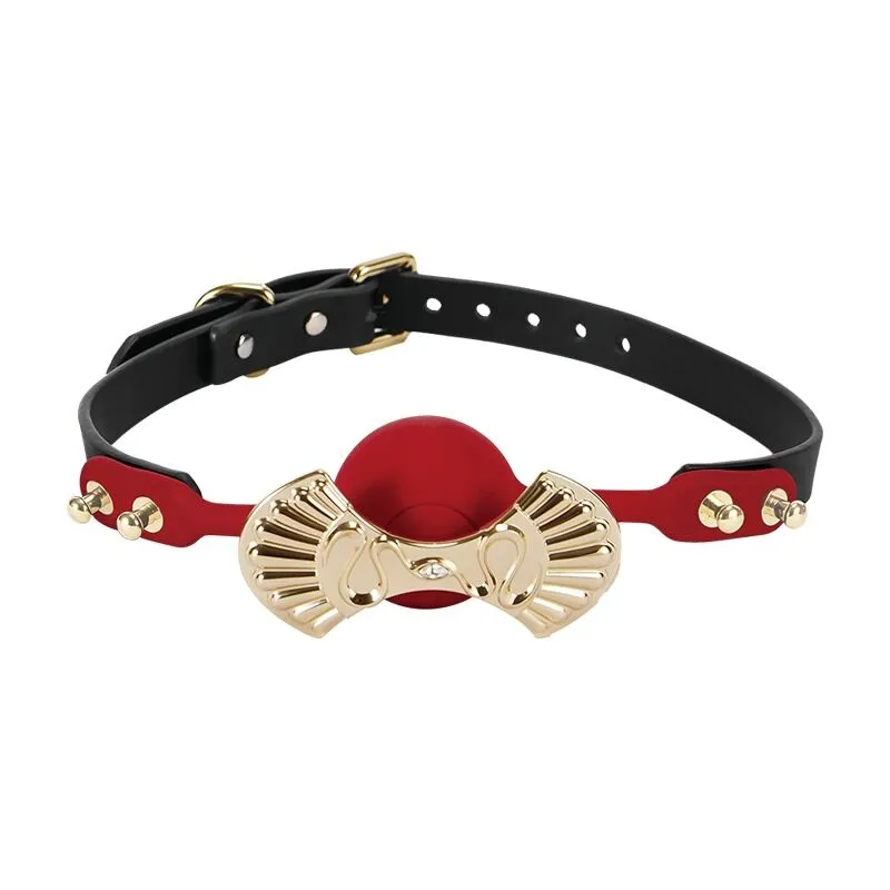 Силіконовий кляп Zalo Silicone Ball Gag Red з кристалом Swarovski та шкіряним ремінцем