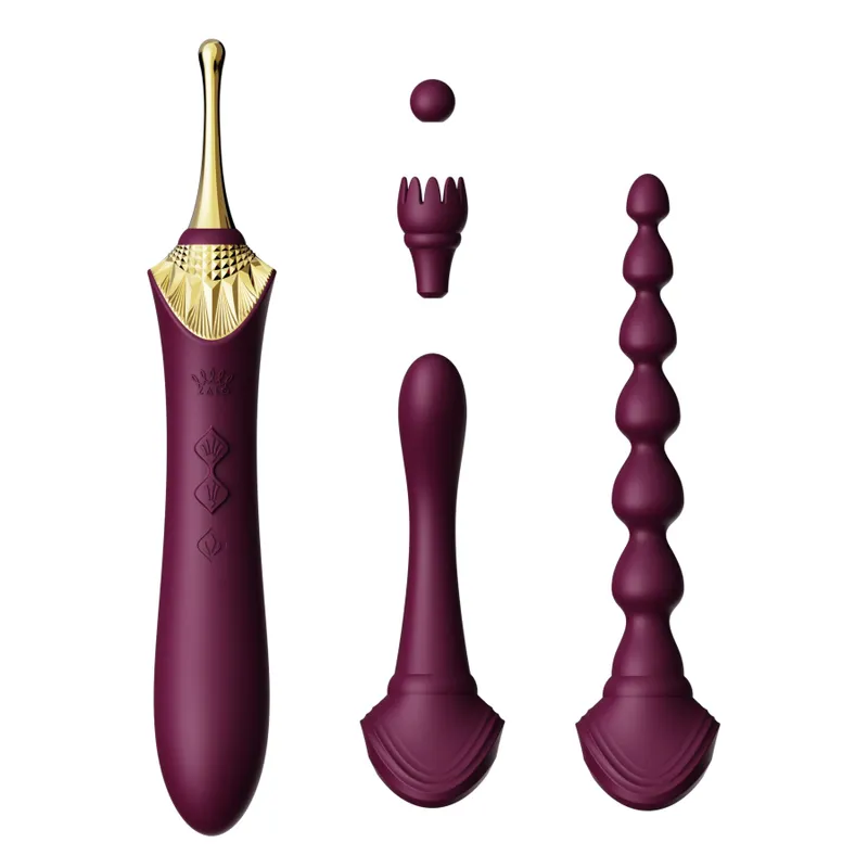 Мультифункціональний вібратор Zalo Bess 2 Velvet Purple, 4 насадки, підігрів